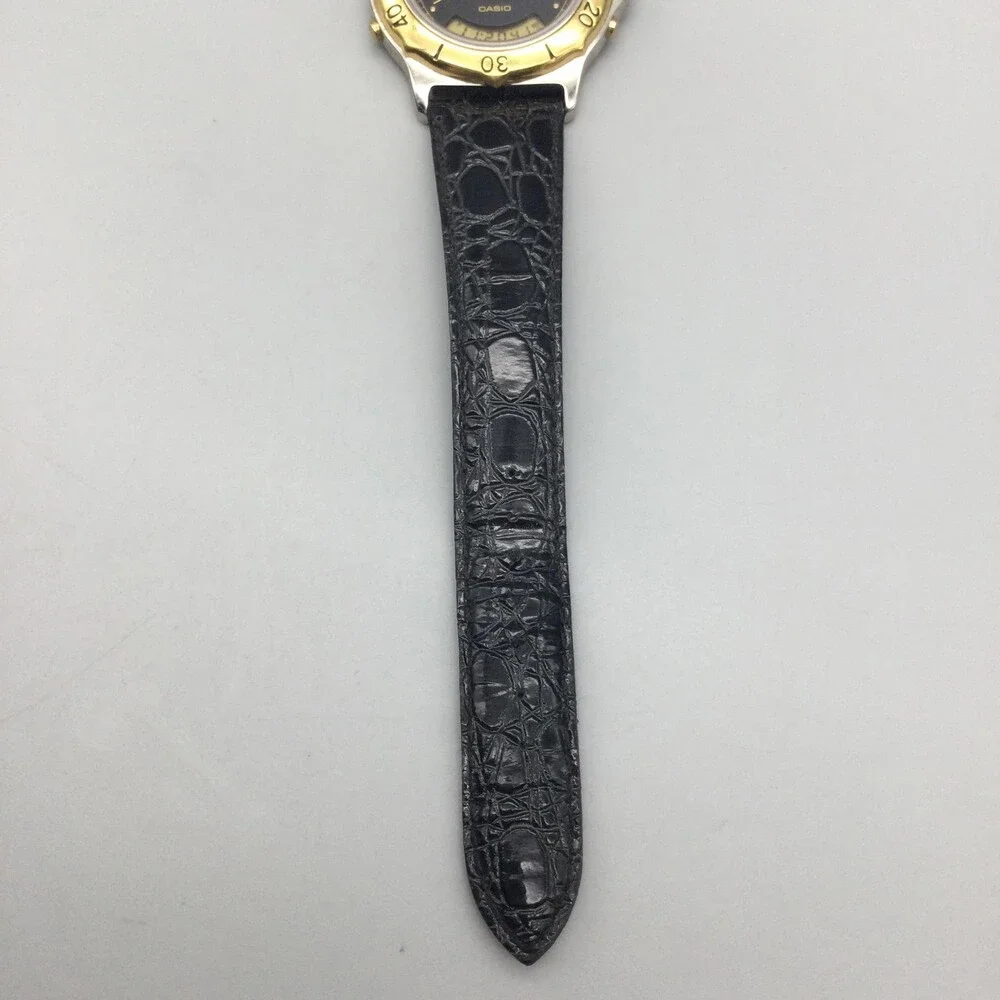 Vintage Casio Poseidon Mens Watch 37mm Black Dial 388 PMW-500 New Battery